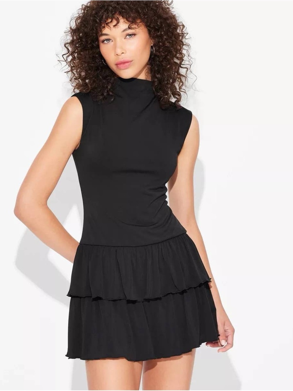 Wild Fable Sleeveless Black Tiered Mini Dress